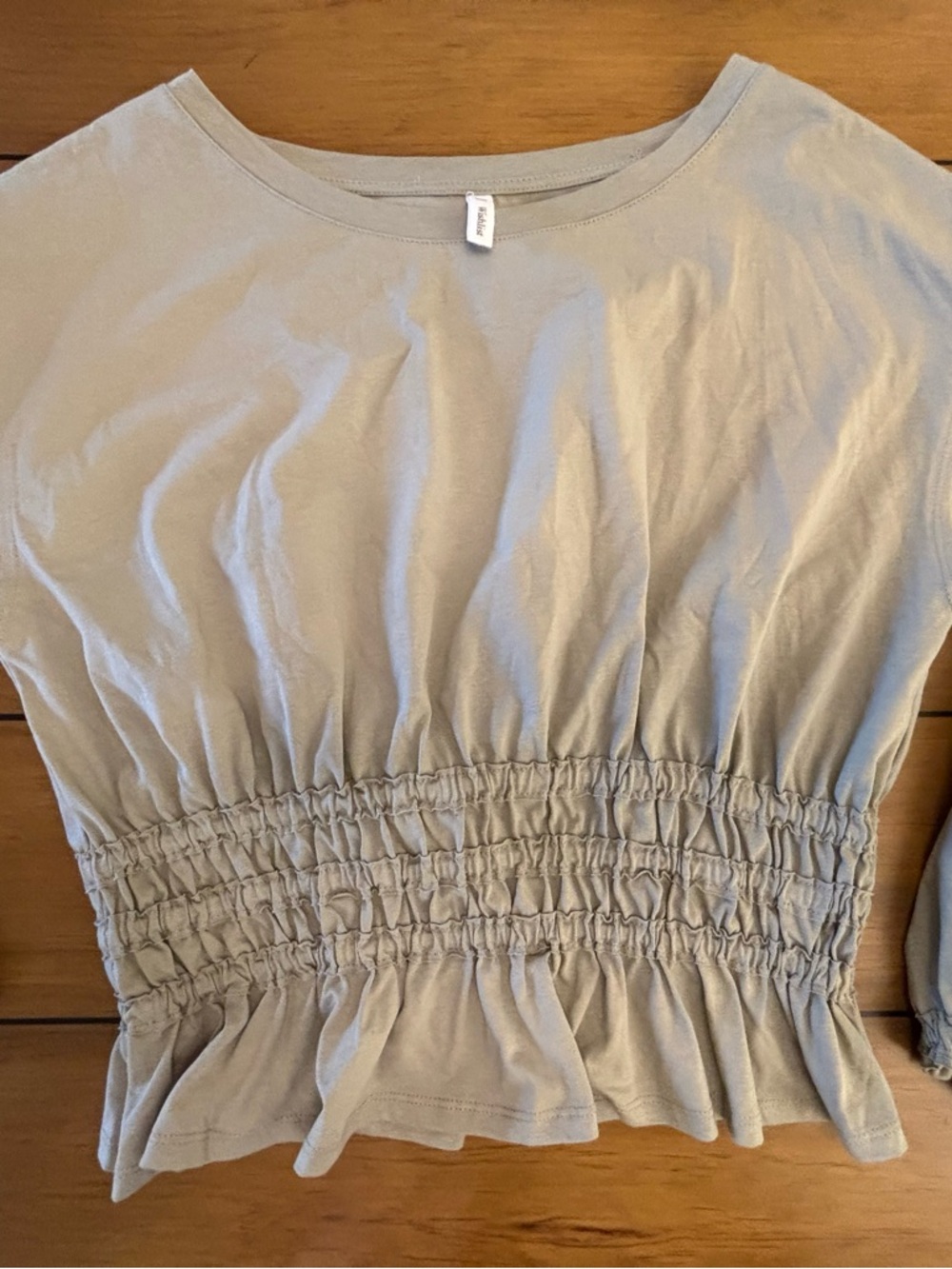 Wishlist Sage Green Long Sleeve Smocked Waist Top - Picture 5 of 9